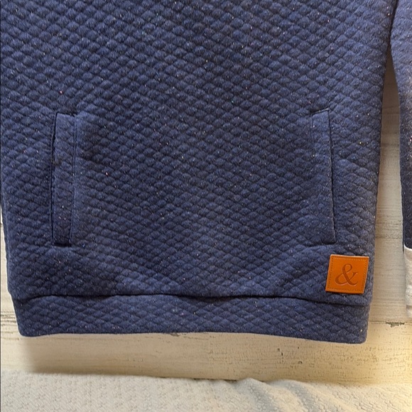 Quilted Blue Hoodie with Light Grey Accents - Picture 5 of 7